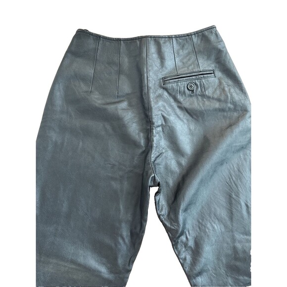 Harve Bernard Leather Pants Women Sz 8 28x27 Lined Straight Leg Black Jeans - Picture 6 of 6